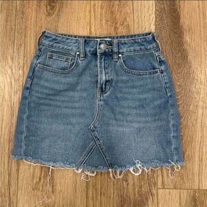 PacSun Frayed Hem Denim Mini Skirt - Blue
